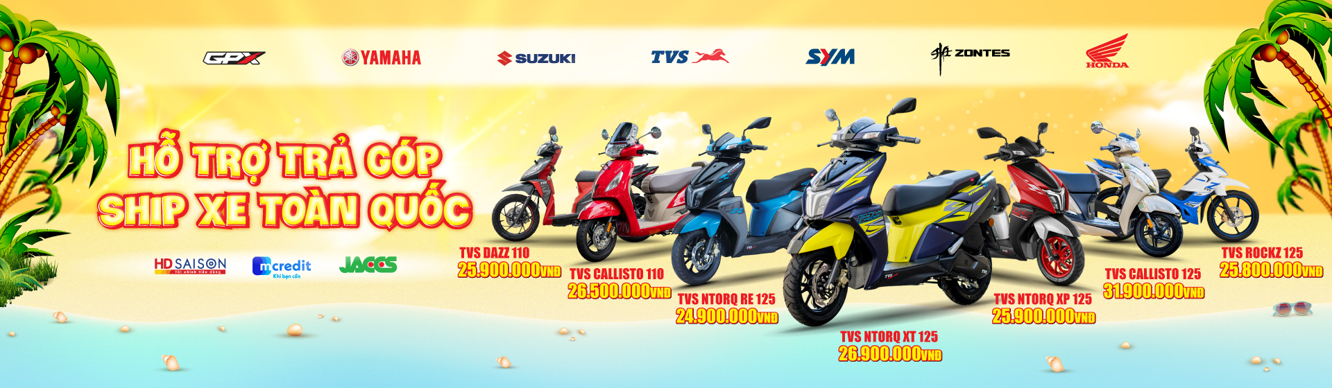 Banner giá xe TVS Mua xe Minh Long Motor